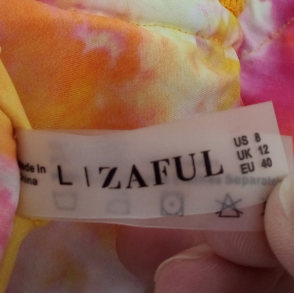 Zaful Tie Dye Orange Pink Bandeau Elastic Bikini Top Swim Swimsuit Swimwear 8 - Picture 12 of 14